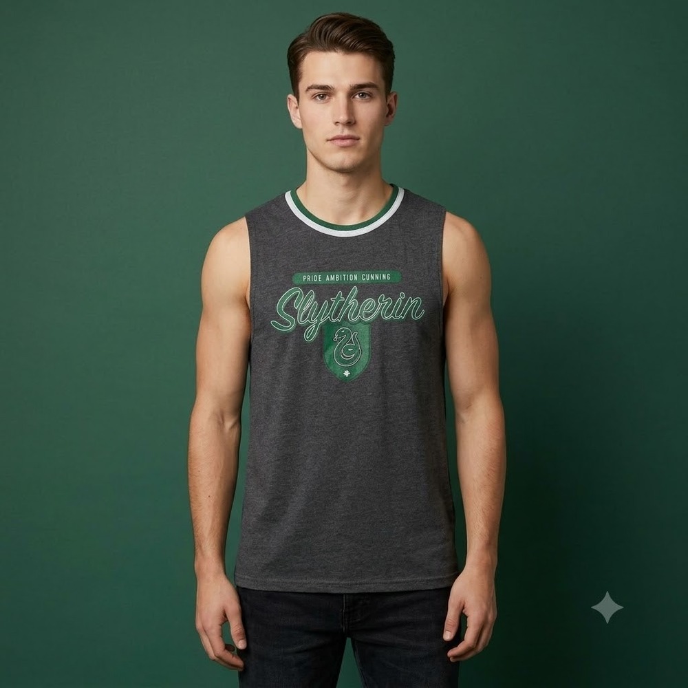 Slytherin Harry Potter Tank Top Gray Sleeveless Graphic Tee Size L